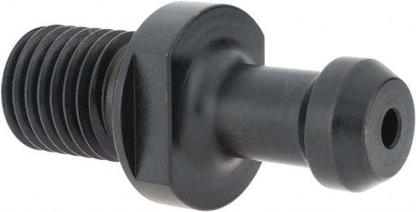 Parlec - CAT50 Taper, 1-8 Thread, 45° Angle Radius, Standard Retention Knob - 3.14" OAL, 0.904" Knob Diam, 1.78" from Knob to Flange, 0.236" Coolant Hole, Through Coolant - Exact Industrial Supply