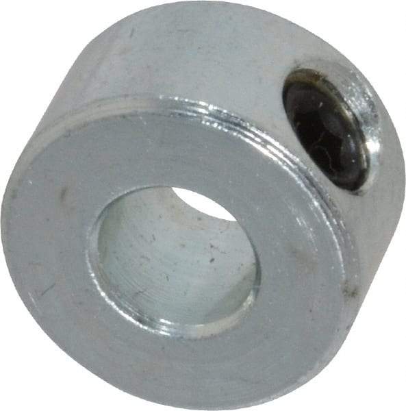 Climax Metal Products - 3/16" Bore, Steel, Set Screw Shaft Collar - 7/16" Outside Diam, 1/4" Wide - Exact Industrial Supply