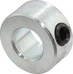Climax Metal Products - 3/8" Bore, Steel, Set Screw Shaft Collar - 3/4" Outside Diam, 3/8" Wide - Exact Industrial Supply