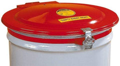 Justrite - 55 Gal, Steel Drum Cover - Hinged Manual-Closing Drum Cover - Exact Industrial Supply