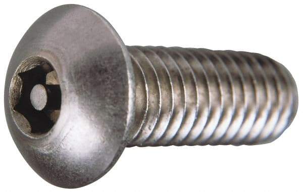 Value Collection - #10-32 UNF Pin In Hex Socket Drive, Button Screw - Grade 18-8 Stainless Steel, Uncoated, 1/2" Length Under Head - Exact Industrial Supply