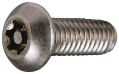 Value Collection - 1/4-20 UNC Pin In Torx Drive, Button Screw - Grade 18-8 Stainless Steel, Uncoated, 1-1/2" Length Under Head - Exact Industrial Supply