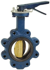 NIBCO - 5" Pipe, Lug Butterfly Valve - Lever Handle, Cast Iron Body, EPDM Seat, 200 WOG, Aluminum Bronze Disc, Stainless Steel Stem - Exact Industrial Supply