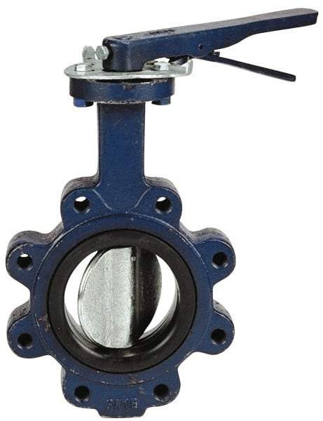 NIBCO - 2" Pipe, Lug Butterfly Valve - Lever Handle, Cast Iron Body, EPDM Seat, 200 WOG, Ductile Iron Disc, Stainless Steel Stem - Exact Industrial Supply