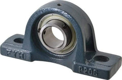 Value Collection - 6-3/16" OALBall Bearing Pillow Block - Cast Iron - Exact Industrial Supply