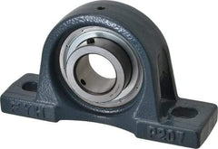 Value Collection - 6-3/4" OALBall Bearing Pillow Block - Cast Iron - Exact Industrial Supply