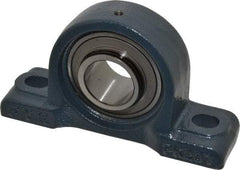 Value Collection - 6-3/4" OALBall Bearing Pillow Block - Cast Iron - Exact Industrial Supply