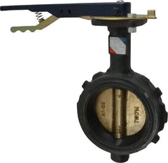 NIBCO - 4" Pipe, Wafer Butterfly Valve - Lever Handle, Ductile Iron Body, Buna-N Seat, 200 WOG, Aluminum Bronze Disc, Stainless Steel Stem - Exact Industrial Supply