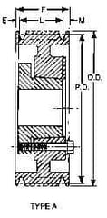 Browning - 1/2 to 2 Bore Diam, 6.35" Outside Diam, QD Bushed V Belt Sheave - 5.6 A Diam Belt Pitch - Exact Industrial Supply