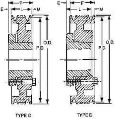 Browning - 1/2 to 2-5/8 Bore Diam, 7-3/4" Outside Diam, QD Bushed V Belt Sheave - 7.0 A Diam Belt Pitch - Exact Industrial Supply