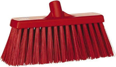 Vikan - 12" Heavy Duty Synthetic Push Broom - 2" Bristle Length, Plastic Block, European Threaded Handle Connection - Exact Industrial Supply