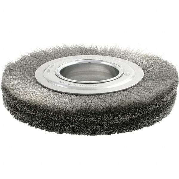 Brush Research Mfg. - 7" OD, 2" Arbor Hole, Crimped Carbon Wheel Brush - 7/8" Face Width, 1-5/8" Trim Length, 4,500 RPM - Exact Industrial Supply