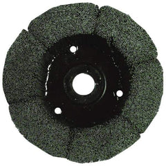 Osborn - 9" 120 Grit Silicon Carbide Crimped Disc Brush - Fine Grade, Plain Hole Connector, 1-1/2" Trim Length, 3/4" Shank Diam, 7/8" Arbor Hole - Exact Industrial Supply