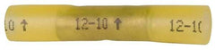 3M - 12 to 10 AWG Compatible, Heat Shrink Partially Insulated, Crimp-On Butt Splice Terminal - Yellow - Exact Industrial Supply