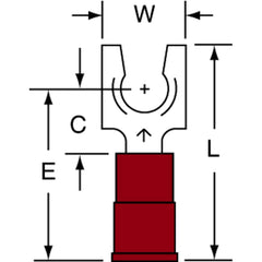 3M - #10 Stud, 22 to 18 AWG Compatible, Partially Insulated, Crimp Connection, Locking Fork Terminal - Exact Industrial Supply