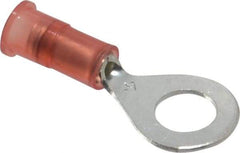 3M - 22-18 AWG Partially Insulated Crimp Connection Circular Ring Terminal - 1/4" Stud, Copper Contact - Exact Industrial Supply