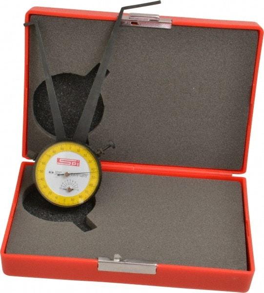 SPI - 2-7/8 to 3-7/8" Inside Dial Caliper Gage - 0.001" Graduation, 0.038mm Accuracy, 3-1/4" Leg Length, Ball Contact Points - Exact Industrial Supply