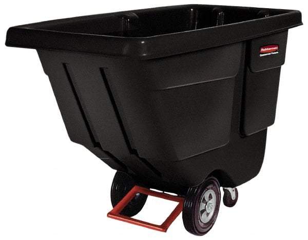 Rubbermaid - 450 Lb Load Capacity, 1/2 Cu Yd, Polyethylene Tilt Truck - 28" Wide x 56-3/4" Long x 38-5/8" High, Black - Exact Industrial Supply