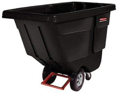Rubbermaid - 450 Lb Load Capacity, 1/2 Cu Yd, Polyethylene Tilt Truck - 28" Wide x 56-3/4" Long x 38-5/8" High, Black - Exact Industrial Supply