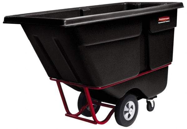 Rubbermaid - 2,100 Lb Load Capacity, 1 Cu Yd, Polyethylene Tilt Truck - 33-1/2" Wide x 72-1/4" Long x 43-3/4" High, Black - Exact Industrial Supply