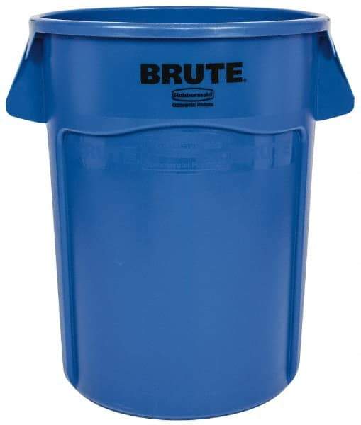 Rubbermaid - 44 Gal Blue Round Trash Can - Polyethylene, 31-1/2" High - Exact Industrial Supply