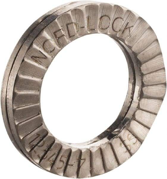 Nord-Lock - #10, 0.354" OD, Uncoated, Stainless Steel Wedge Lock Washer - Grade 316L, 0.206 to 0.214" ID - Exact Industrial Supply