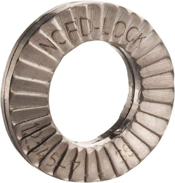 Nord-Lock - 1/2", 1.008" OD, Uncoated, Stainless Steel Wedge Lock Washer - Grade 316L, 0.522 to 0.538" ID - Exact Industrial Supply