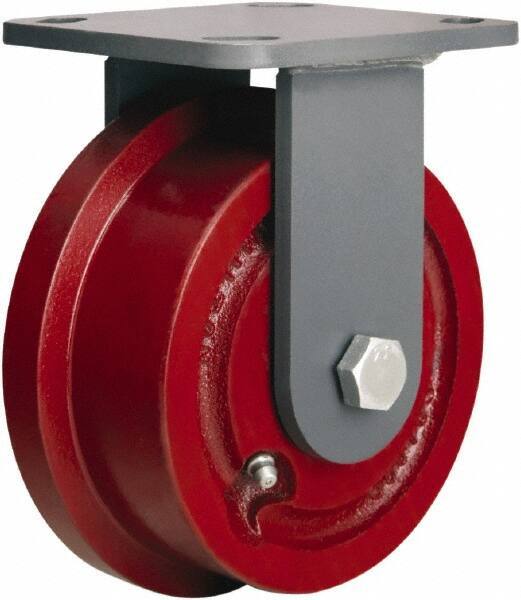 Hamilton - 4-15/16" Diam x 1-7/16" Wide x 6-1/8" OAH Top Plate Mount Rigid Caster - Iron, 1,000 Lb Capacity, Straight Roller Bearing, 4 x 4-1/2" Plate - Exact Industrial Supply