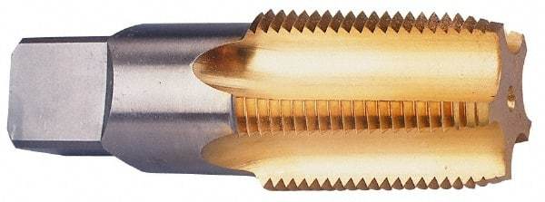 Cleveland - 3/4-14 NPT Thread, 5 Flute Standard Pipe Tap - 3-1/4" OAL, TiN Finish, High Speed Steel - Exact Industrial Supply