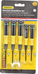 General - 5 Piece T6 to T10 Micro Handle Torx Driver Set - T6, T7, T8, T9, T10 - Exact Industrial Supply