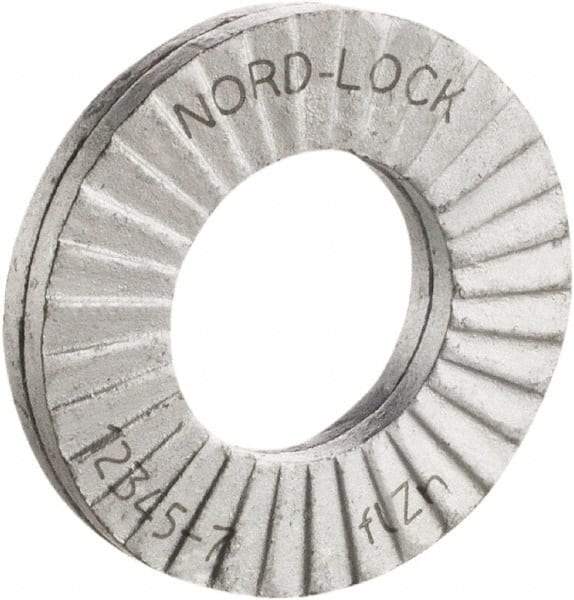 Nord-Lock - #10, 0.434" OD, Zinc Flake, Steel Wedge Lock Washer - Grade 2, 0.206 to 0.214" ID - Exact Industrial Supply