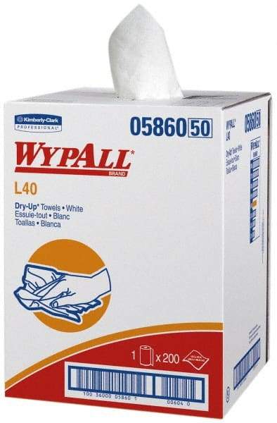 WypAll - Dry General Purpose Wipes - Small Roll, 42" x 19-1/2" Sheet Size, White - Exact Industrial Supply