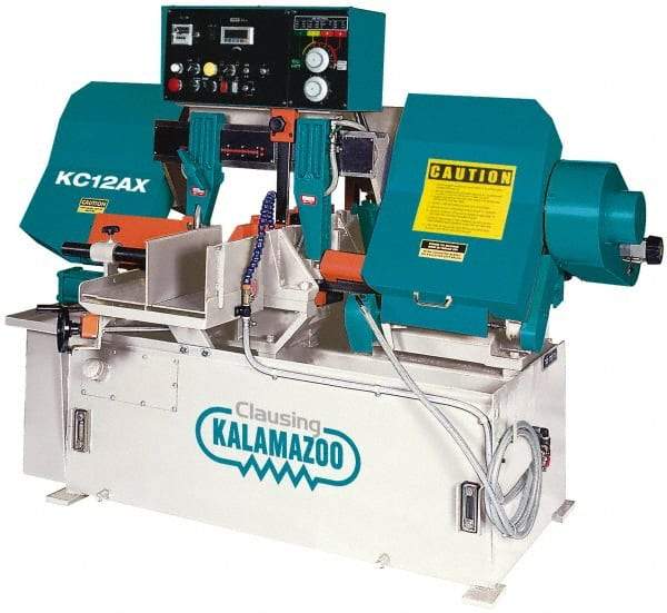 Clausing - 12-3/4 x 12-9/16" Max Capacity, Automatic Variable Speed Pulley Horizontal Bandsaw - 95 to 395 SFPM Blade Speed, 230/460 Volts, 5 hp, 3 Phase - Exact Industrial Supply