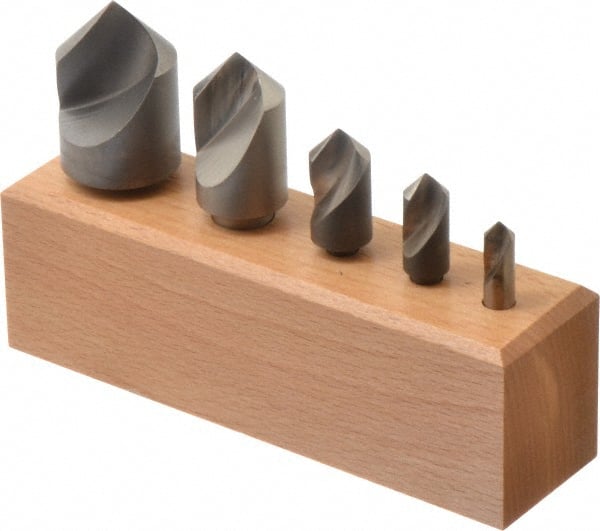 Keo - 5 Piece, 1/4 to 1" Head Diam, 90° Included Angle, Single End Countersink Set - Exact Industrial Supply