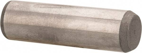 Made in USA - 3/8" Diam x 1-1/4" Pin Length 416 Stainless Steel Precision Dowel Pin - Passivated Finish, C 36-42 Hardness, 2 Beveled End - Exact Industrial Supply