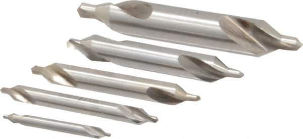 Keo - 5 Piece, #1 to 5, Plain Edge, Cobalt Combo Drill & Countersink Set - 60° Incl Angle - Exact Industrial Supply