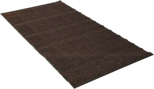 PRO-SAFE - 8 Ft. Long x 4 Ft. Wide, Poly Blended Carpet Surface, Ribbed Entrance Matting - 5/16 Inch Thick, Indoor, Medium Traffic, Vinyl, Brown - Exact Industrial Supply