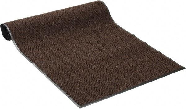 PRO-SAFE - 8 Ft. Long x 4 Ft. Wide, Poly Blended Carpet Surface, Chevron Ribbed Entrance Matting - 5/16 Inch Thick, Indoor, Medium Traffic, Vinyl, Brown, 4 Edged Side - Exact Industrial Supply