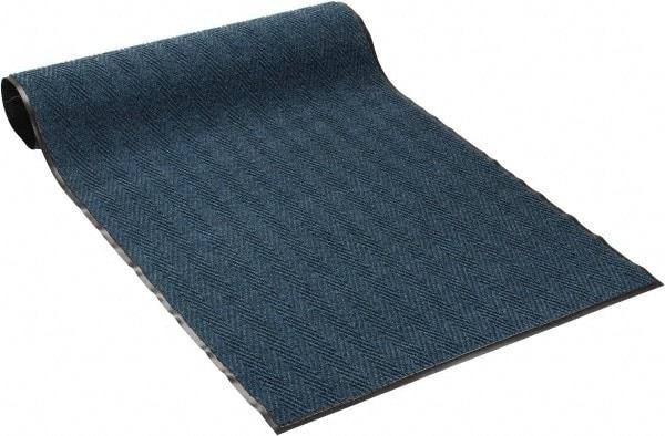 PRO-SAFE - 8 Ft. Long x 4 Ft. Wide, Poly Blended Carpet Surface, Chevron Ribbed Entrance Matting - 5/16 Inch Thick, Indoor, Medium Traffic, Vinyl, Blue, 4 Edged Side - Exact Industrial Supply