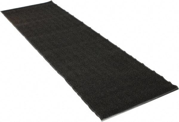 PRO-SAFE - 10 Ft. Long x 3 Ft. Wide, Poly Blended Carpet Surface, Chevron Ribbed Entrance Matting - 5/16 Inch Thick, Indoor, Medium Traffic, Vinyl, Charcoal, 4 Edged Side - Exact Industrial Supply