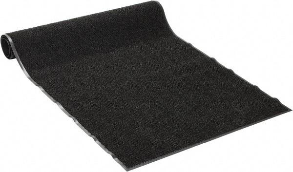 PRO-SAFE - 8 Ft. Long x 4 Ft. Wide, Poly Blended Carpet Surface, Chevron Ribbed Entrance Matting - 5/16 Inch Thick, Indoor, Medium Traffic, Vinyl, Charcoal, 4 Edged Side - Exact Industrial Supply