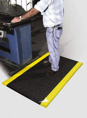 PRO-SAFE - 20' Long x 2' Wide, Dry Environment, Anti-Fatigue Matting - Black with Yellow Borders, Urethane with Vinyl Sponge Base, Beveled on 4 Sides - Exact Industrial Supply
