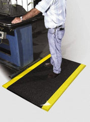 PRO-SAFE - 20' Long x 4' Wide, Dry Environment, Anti-Fatigue Matting - Black with Yellow Borders, Urethane with Vinyl Sponge Base, Beveled on 4 Sides - Exact Industrial Supply