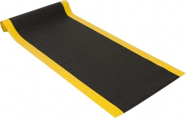 PRO-SAFE - 12' Long x 3' Wide, Dry Environment, Anti-Fatigue Matting - Black with Yellow Borders, Urethane with Vinyl Sponge Base, Beveled on 4 Sides - Exact Industrial Supply