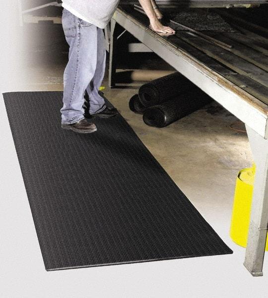 PRO-SAFE - 60' Long x 2' Wide, Dry Environment, Anti-Fatigue Matting - Black, Vinyl with Vinyl Sponge Base, Beveled on 4 Sides - Exact Industrial Supply