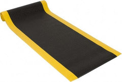 PRO-SAFE - 12' Long x 3' Wide, Dry Environment, Anti-Fatigue Matting - Black with Yellow Borders, Vinyl with Vinyl Sponge Base, Beveled on 4 Sides - Exact Industrial Supply
