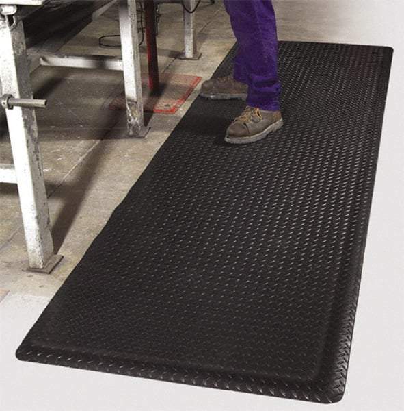 PRO-SAFE - 12' Long x 3' Wide, Dry Environment, Anti-Fatigue Matting - Black, Vinyl with Vinyl Sponge Base, Beveled on 4 Sides - Exact Industrial Supply