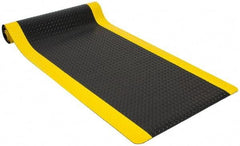 PRO-SAFE - 10' Long x 3' Wide, Dry Environment, Anti-Fatigue Matting - Black with Yellow Borders, Vinyl with Vinyl Sponge Base, Beveled on 4 Sides - Exact Industrial Supply