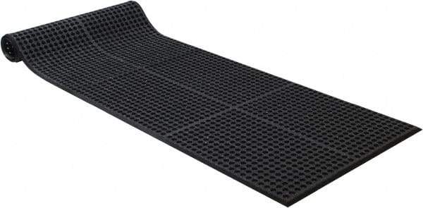 PRO-SAFE - 10' Long x 3' Wide, Dry/Wet Environment, Anti-Fatigue Matting - Black, SBR Rubber with Rubber Base, Beveled on 4 Sides - Exact Industrial Supply