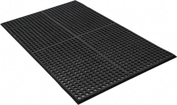 PRO-SAFE - 5' Long x 3' Wide, Dry/Wet Environment, Anti-Fatigue Matting - Black, SBR Rubber with Rubber Base, Beveled on 4 Sides - Exact Industrial Supply